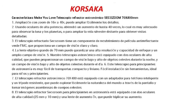 Telescopio Astronómico Professional 70x400mm con base de Celular - Imagen 6