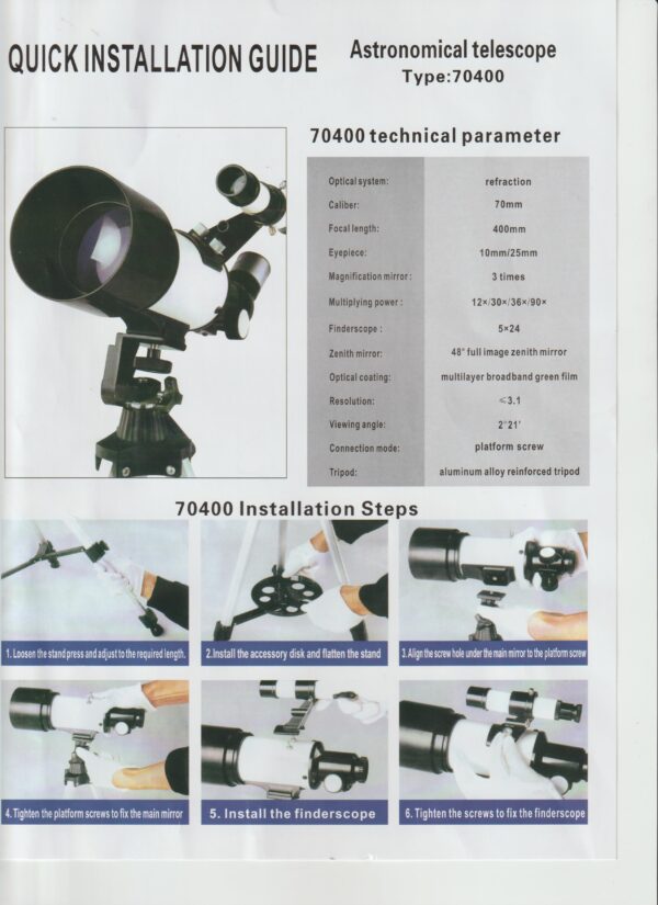 Telescopio Astronómico Professional 70x400mm con base de Celular - Imagen 8