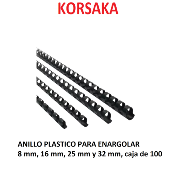 Anillo para enargolar 8 mm 21 huecos A4 Caja de 100 - Imagen 3