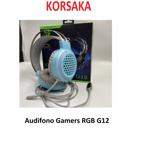 Audifono G12, RGB, 3,5 mm A/M CELESTE con USB Cancelación activa de ruido, cascos con cable - Imagen 3