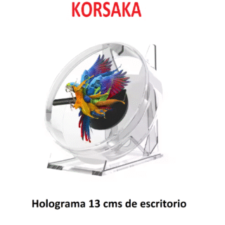Holograma 13 cms de escritorio con base y Protector Plastico