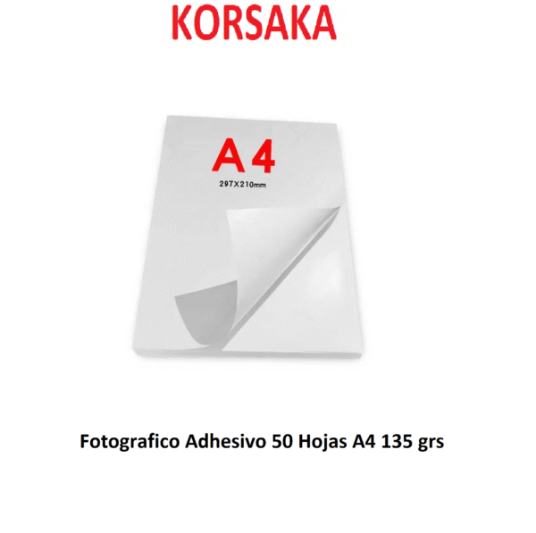 Fotográfico adhesivo 50 Hojas p/stickers Inyección de tinta A4 / 135g Resma