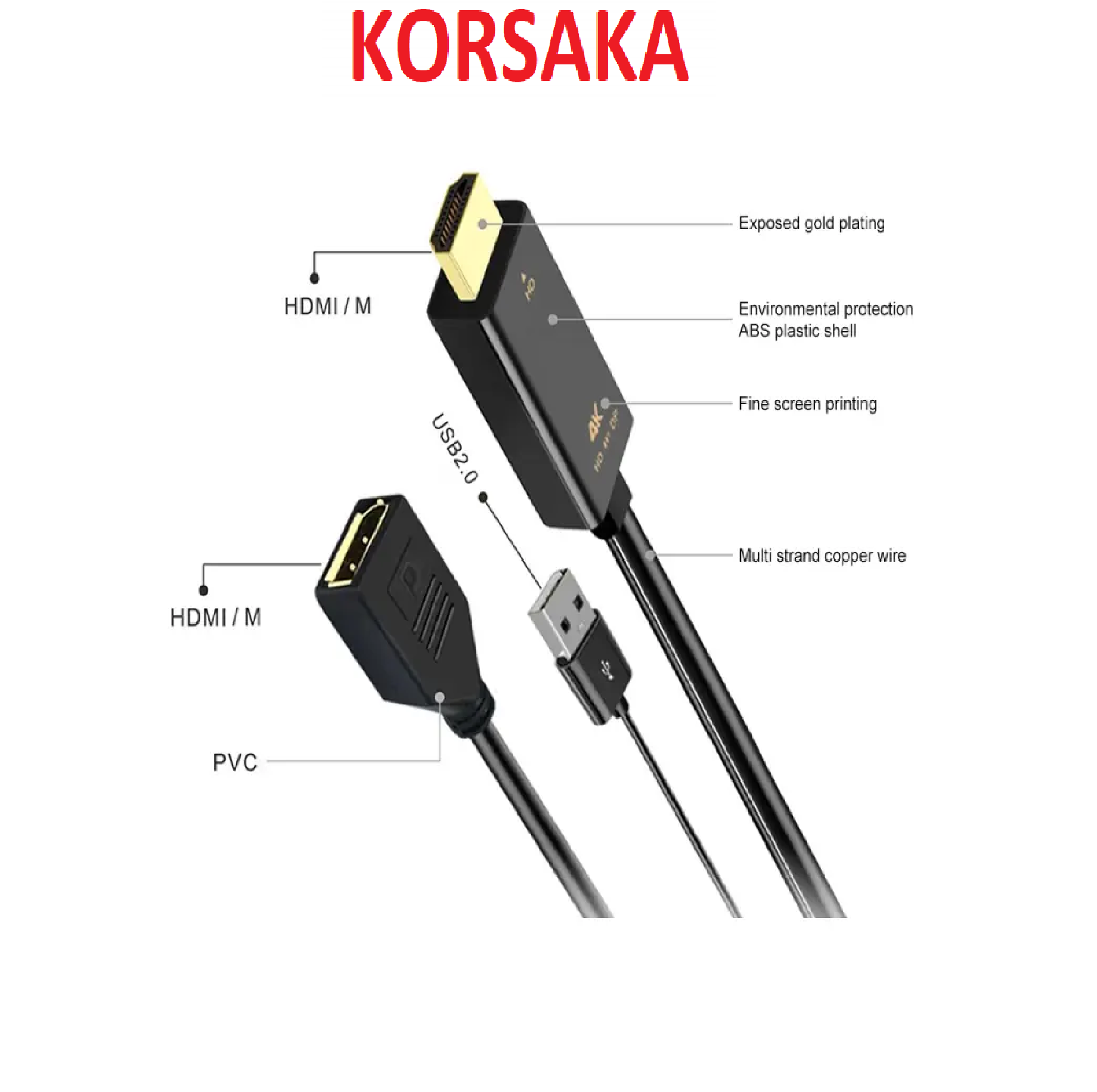 Adaptador HDMI a DP 4K con cable de poder