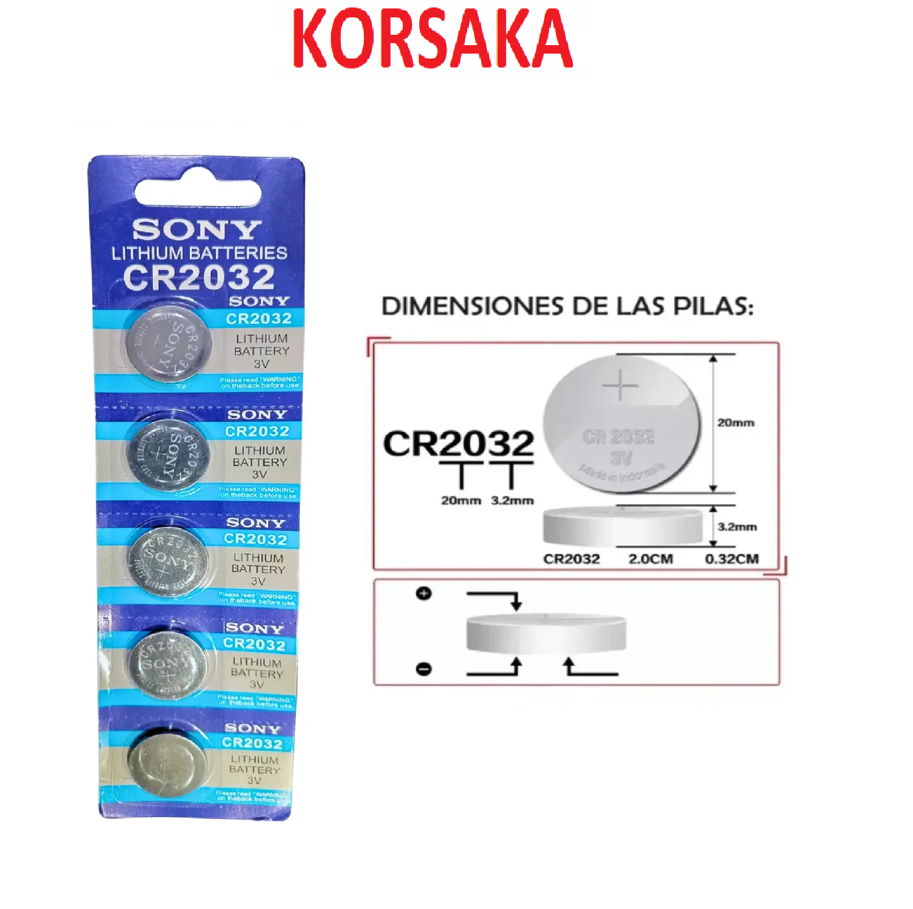 Pilas de litio Sony CR2032 de 3V. Blister de 5 Unidades - Imagen 3